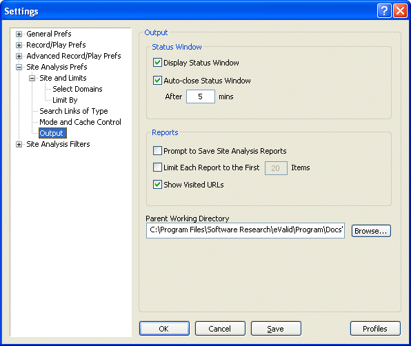 Output Settings