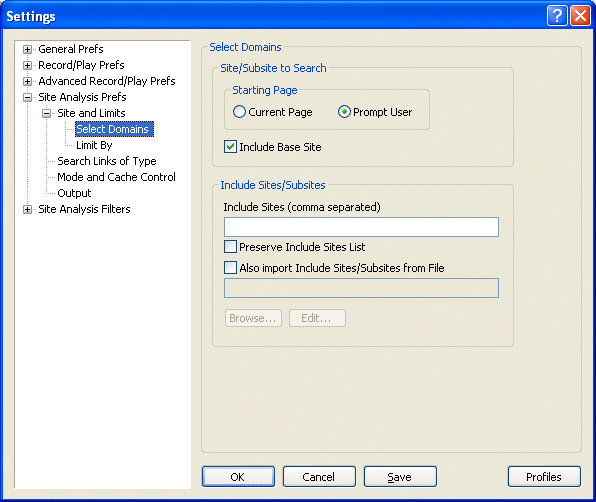 Select Domains Settings