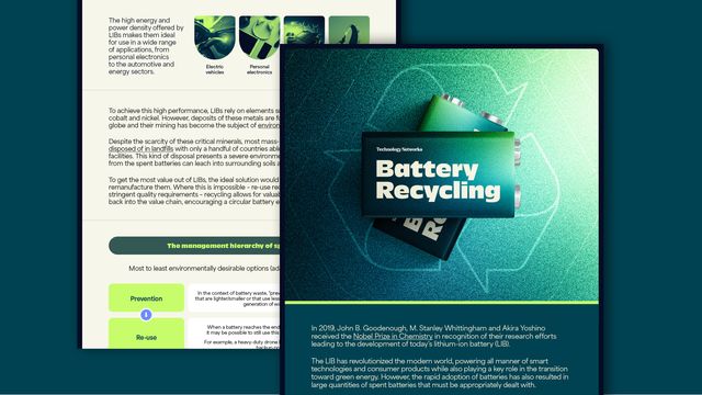 A battery recycling infographic, featuring lithium-ion battery details.