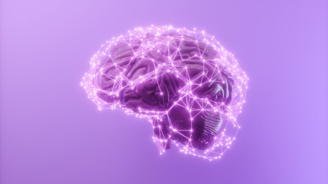 Digital illustration of a brain with glowing neural network, symbolizing dopamine signaling.