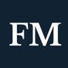 White capital F and M letters on a navy bakground.