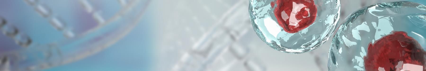 3D illustration of cells and DNA strands representing PCR and genetic analysis 