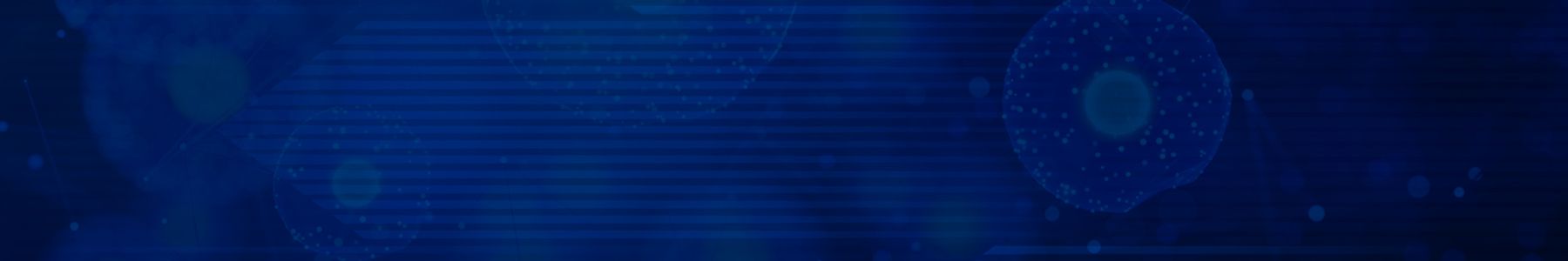 Abstract blue background with digital genetic cell structures and horizontal lines. 