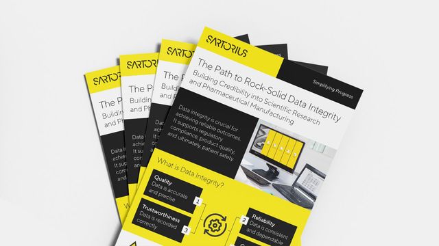 Sartorius infographic highlighting data accuracy, reliability, and trustworthiness in scientific research and pharmaceutical manufacturing.