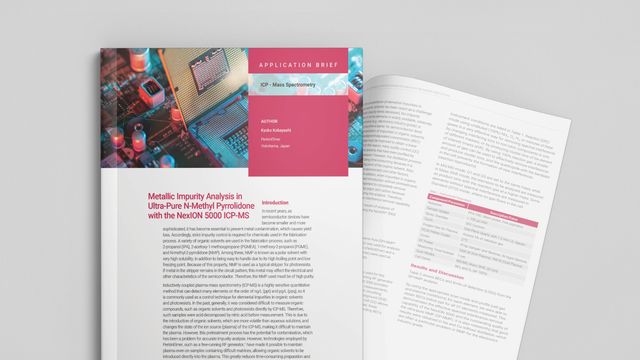 The front cover of Perkin Elmer's app note about metallic impurity analysis