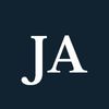 White letters "JA" on a navy background.