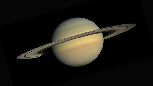 Saturn and its rings, as seen from the Cassini–Huygens space research mission.