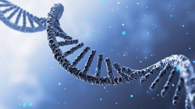 Close-up 3D rendering of an RNA strand, representing advancements in RNA therapeutics.