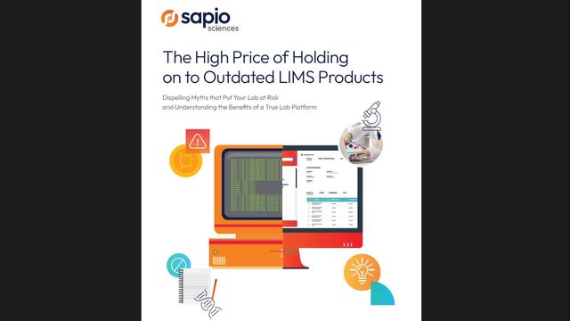 Cover of a whitepaper titled 'The High Price of Holding on to Outdated LIMS Products' by Sapio Sciences