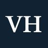 White capital V and H on a navy background.
